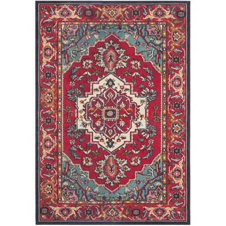 Safavieh Monaco Power Loomed Rectangle Rug- Red - Turquoise- 5 ft. 1 in. x 7 ft. 7 in. MNC207C-5